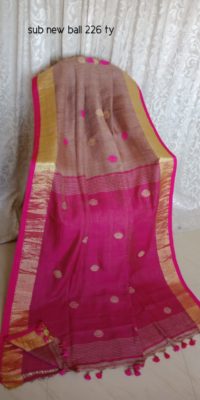 Linen by linen ball jamdhani sarees with blouse (12)