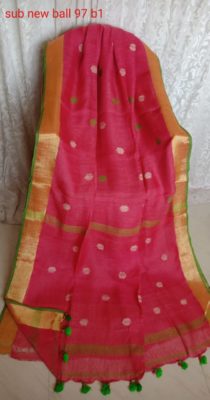 Linen by linen ball jamdhani sarees with blouse (15)