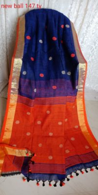 Linen by linen ball jamdhani sarees with blouse (5)