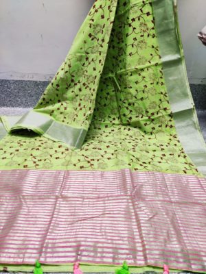 Linen sarees with beautiful print with blouse (5)