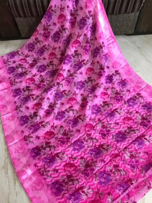 Linen soft silk sarees with digital print (11)