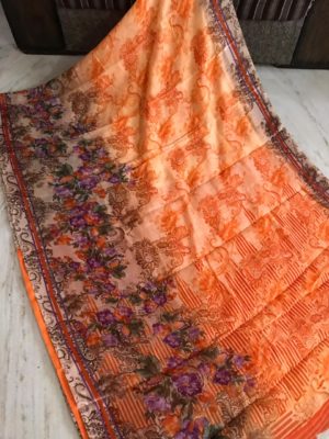 Linen soft silk sarees with digital print (13)