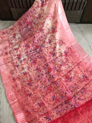 Linen soft silk sarees with digital print (2)