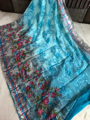 Linen soft silk sarees with digital print (5)