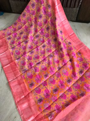 Linen soft silk sarees with digital print (6)