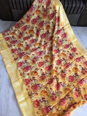 Linen soft silk sarees with digital print (8)