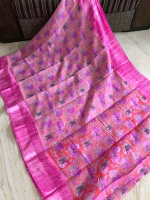 Linen soft silk sarees with digital print (9)