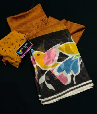 Lite weight georgette sarees with batik and block prints (10)