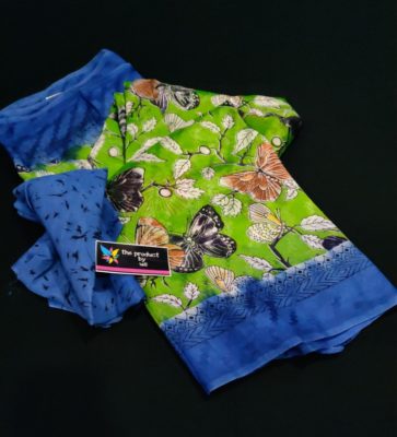 Lite weight georgette sarees with batik and block prints (8)