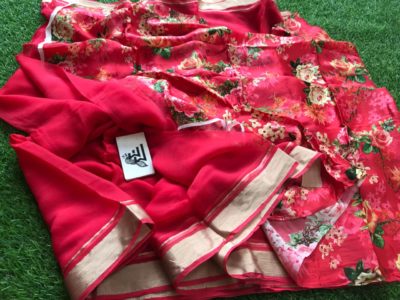 Lite weight pure chiffon sarees with satin border (1)