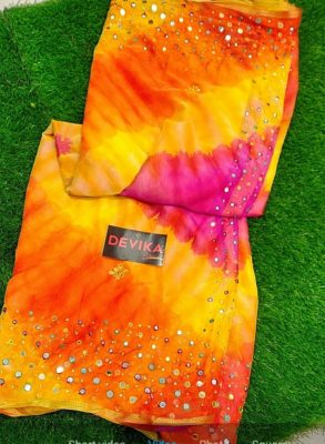 Micro chiffon lite weight with mirror work sarees (3)