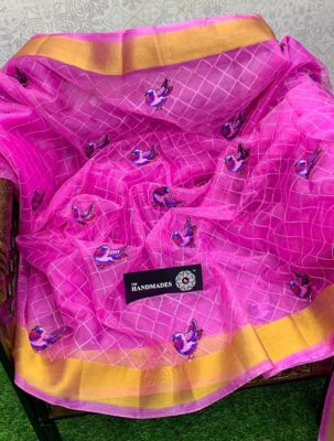 Organza saree with embroidary work with blouse (16)