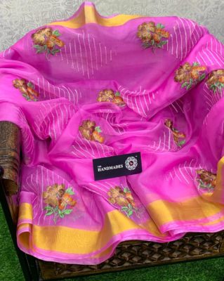 Organza saree with embroidary work with blouse (20)