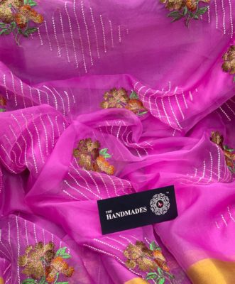 Organza saree with embroidary work with blouse (21)