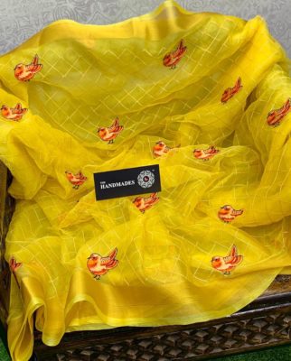 Organza saree with embroidary work with blouse (3)
