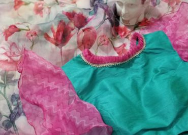 Organza sarees with silver border ad pallu with designer blouse (4)