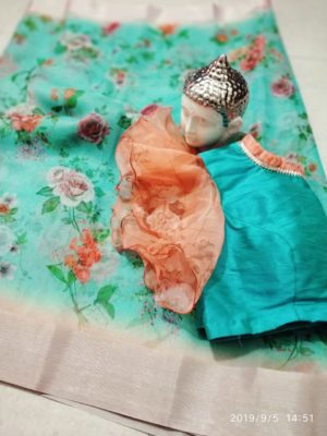 Organza sarees with silver border ad pallu with designer blouse (6)