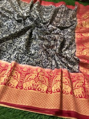 Pure banarasi silk kalamkari printed sarees (2)