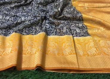 Pure banarasi silk kalamkari printed sarees (3)