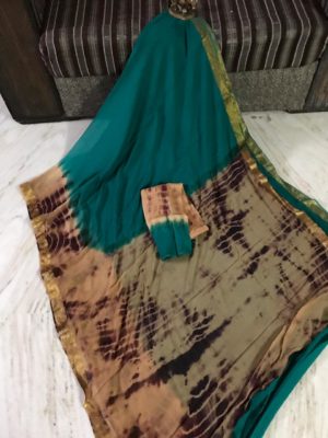 Pure chiffon shibori dying sarees with zari border (3)