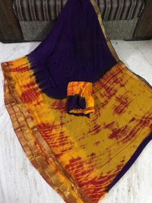 Pure chiffon shibori dying sarees with zari border (4)