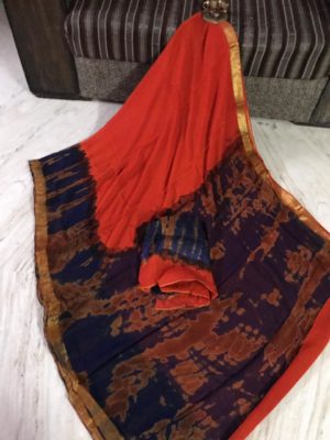 Pure chiffon shibori dying sarees with zari border (5)