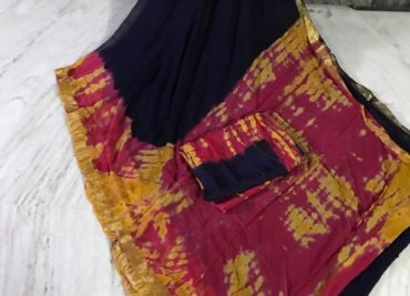 Pure chiffon shibori dying sarees with zari border (7)