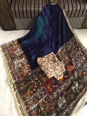 Pure georgette kalamkari handblock printed sarees (1)