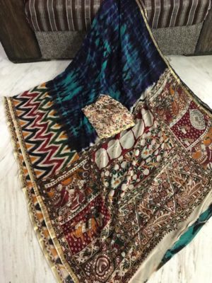 Pure georgette kalamkari handblock printed sarees (2)