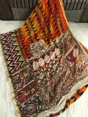 Pure georgette kalamkari handblock printed sarees (3)