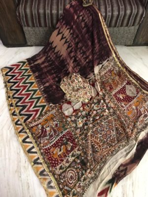 Pure georgette kalamkari handblock printed sarees (4)
