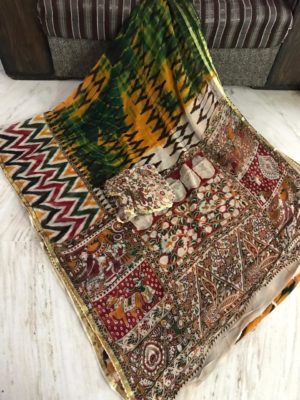Pure georgette kalamkari handblock printed sarees (5)