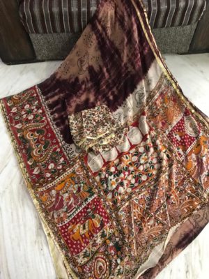Pure georgette kalamkari handblock printed sarees (6)