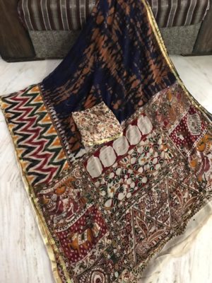 Pure georgette kalamkari handblock printed sarees (7)