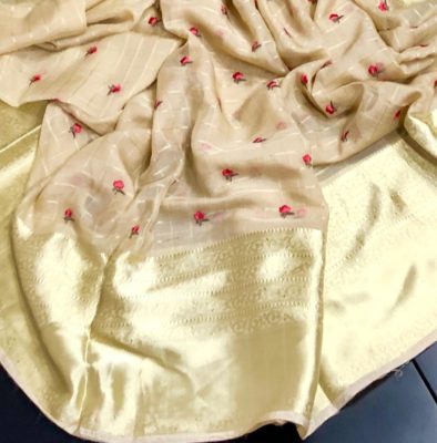 Pure georgette khaddi sarees with embroidary butta (10)