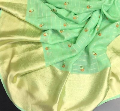 Pure georgette khaddi sarees with embroidary butta (2)