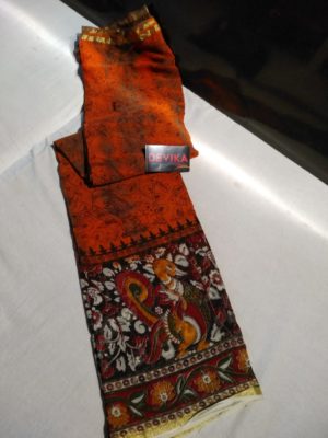 Pure georgette sarees with kalamkari print (1)