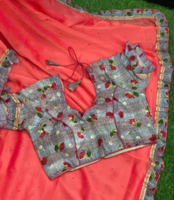 Pure georgette sarees with patch work (2)
