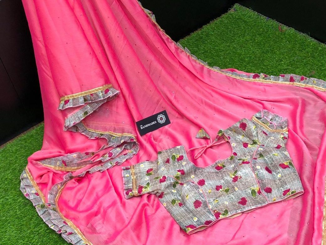 Pure georgette sarees with patch work (4)