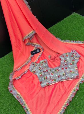 Pure georgette sarees with patch work (6)