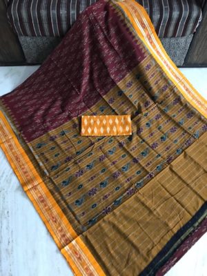 Pure handloom ikkat mercidised cotton sarees with blouse (2)