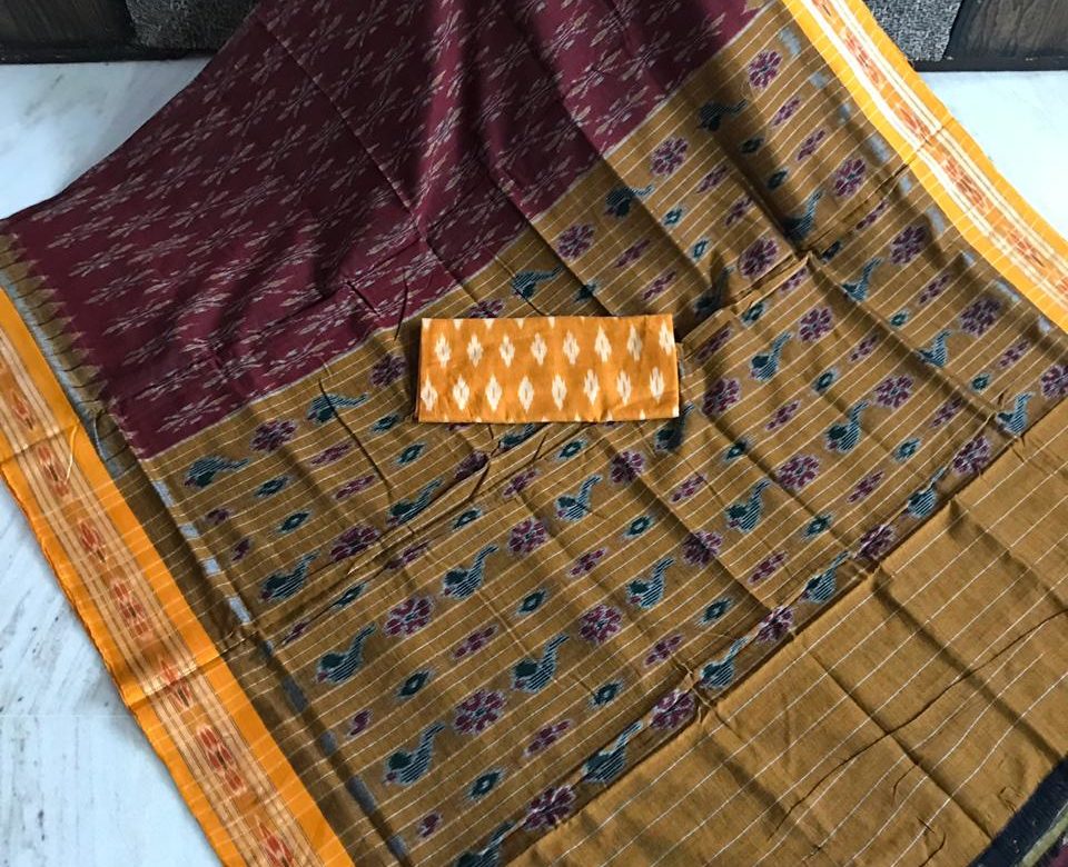 Pure handloom ikkat mercidised cotton sarees with blouse (2)