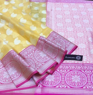 Pure handloom organza sarees with contrast blouse (11)