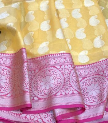 Pure handloom organza sarees with contrast blouse (14)