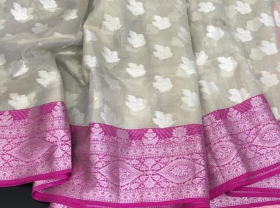Pure handloom organza sarees with contrast blouse (2)