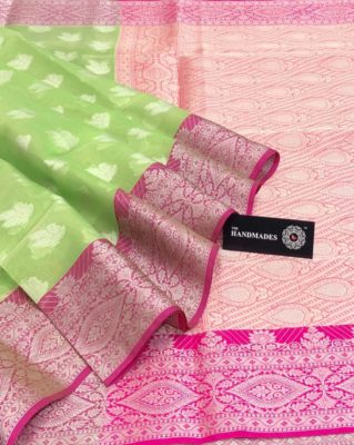 Pure handloom organza sarees with contrast blouse (5)