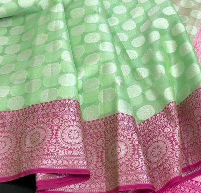 Pure handloom organza sarees with contrast blouse (8)