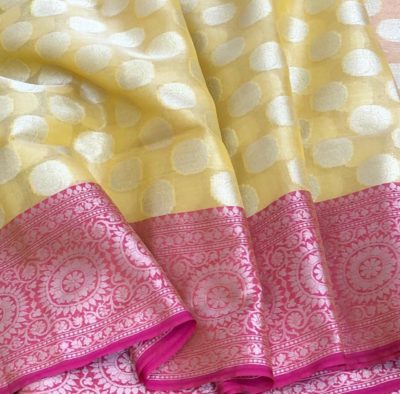 Pure handloom organza sarees with contrast blouse (9)
