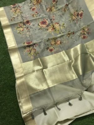 Pure handloom organza sarees with rawsilk border (2)