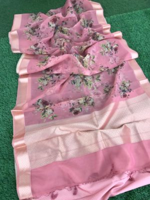 Pure handloom organza sarees with rawsilk border (4)